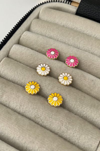 Modex Colorful Enamel Multiple Daisy Earrings