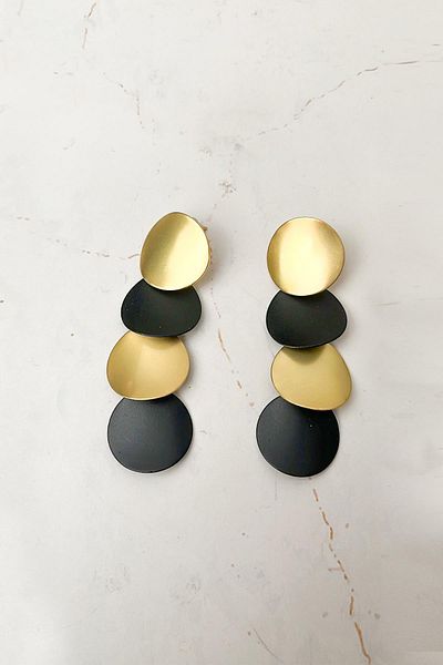 Modex Gold/Black Dangle Circle Earrings