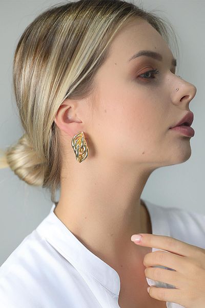 Modex Gold Fish Back Earrings