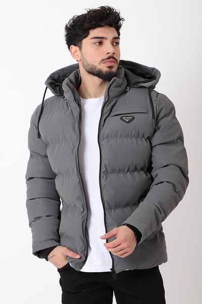 ByTrend Κεντημένο παλτό από δέρμα άνθρακα PLDP 2959_50368-1