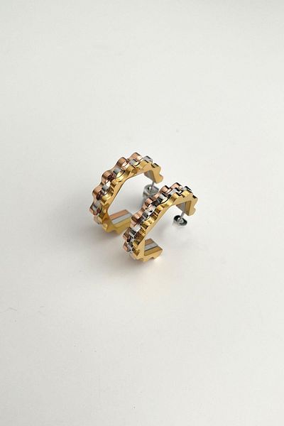Modex Steel Three-Color Pentagonal Earrings (2cm)