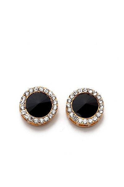 Modex Black Stone Round Earrings