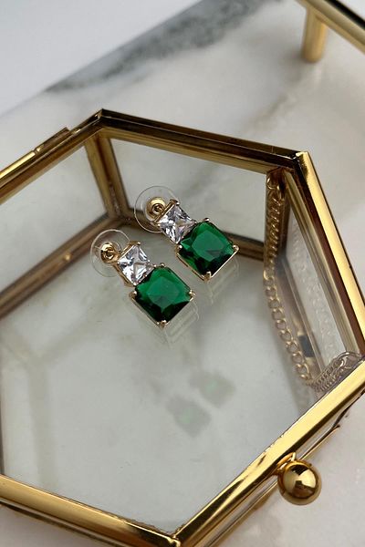 Modex Minimal Zircon Stone Square Earrings (2 CM)