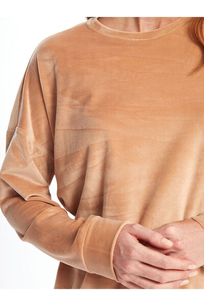 LC Waikiki Crew Neck Plain Long Sleeve Women's Pajamas Top