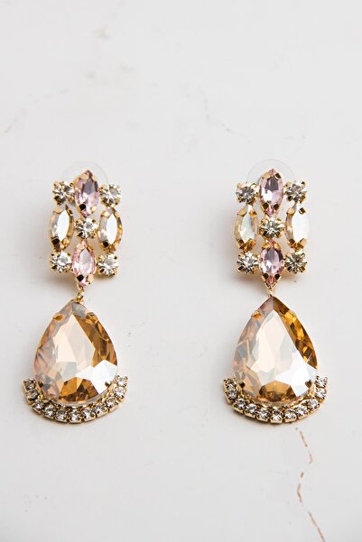 Modex Shuttle Stone Honey Colored Dangle Earrings