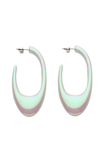 Modex White Pearlescent Oval Earrings