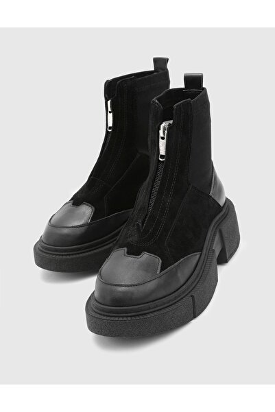 İLVİ Huib Hakiki Süet Deri Kadın Siyah Bot