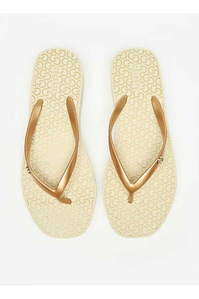Celeste Women's Monogram Print Flatform Thong Slippers