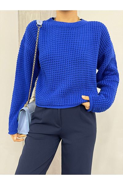Modamorfo Saks Bunter Strickpullover mit Rundhalsausschnitt