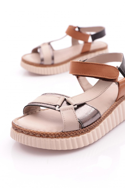 DGN Γυναικεία Σανδάλια Ασημί Garni Γνήσιο Δέρμα 52433263243