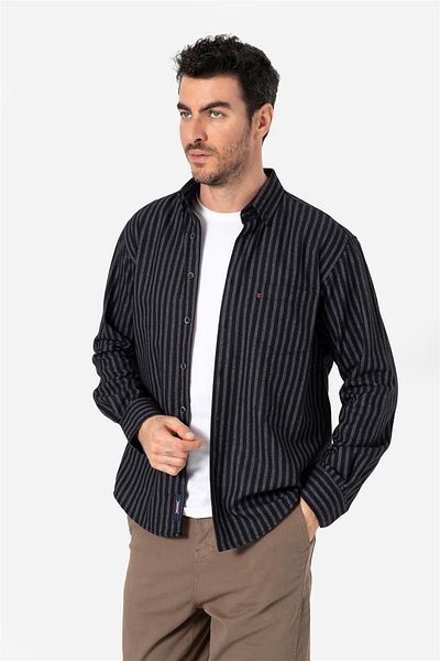 Brothers ΑΝΔΡΙΚΟ COMFORT FIT ΜΑΚΡΥΜΑΝΙΚΟ ΠΟΥΚΑΜΙΣΟ ΦΑΝΕΛΑ ΜΟΝΗ ΤΣΕΠΗ HUN LS ΜΑΥΡΟ-ΛΕΥΚΟ B01.242.529
