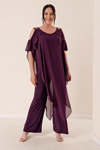 By Saygı Σιφόν Λύκρα Ολόσωμη φόρμα με πέτρες στους ώμους