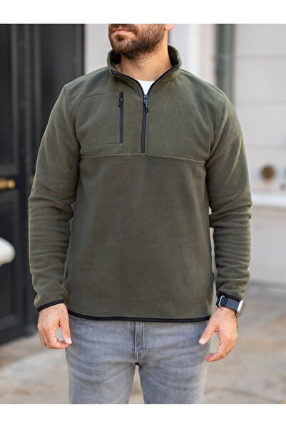 Genel Markalar Yarım Fermuarlı Tek Cep Polar Sweat (MANKEN: BOY 185 KİLO 83)
