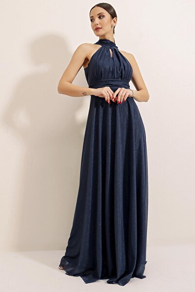 By Saygı Dlouhé třpytivé šaty s podšívkou a podšívkou