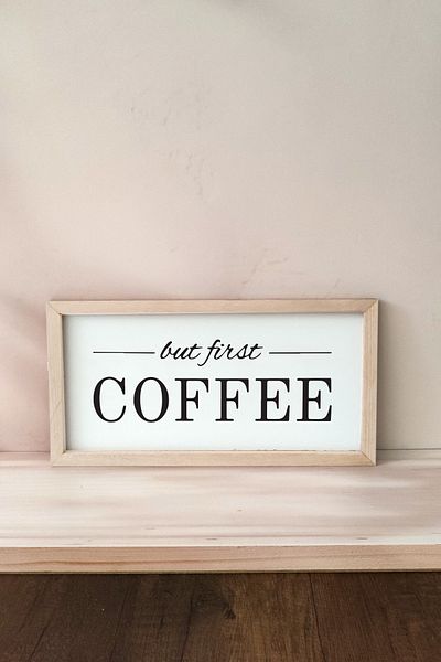 Wooden Factory Coffee Corner But First Coffee Τραπέζι με ξύλινο σκελετό