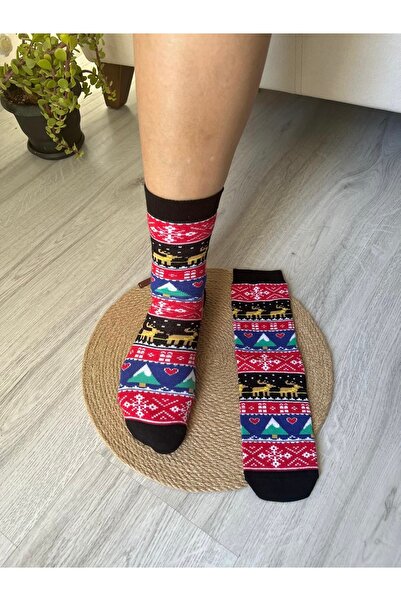 MAZEN Șosete tricotate din bumbac pieptănat cu model de Anul Nou - de înaltă ...