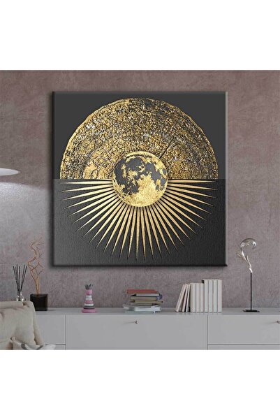 Şehzat Modern Lüks Altın Geometrik Soyut Dekoratif Kanvas Tablo