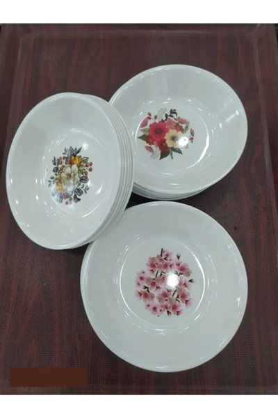 BİODATA 6 Adet Melamin Çukur Yemek Tabağı 18cm BPA İçermez Bulaşık Makinesind...