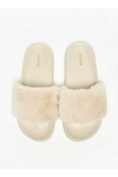 Celeste Women's Faux Fur Textured Slip-On Slides
