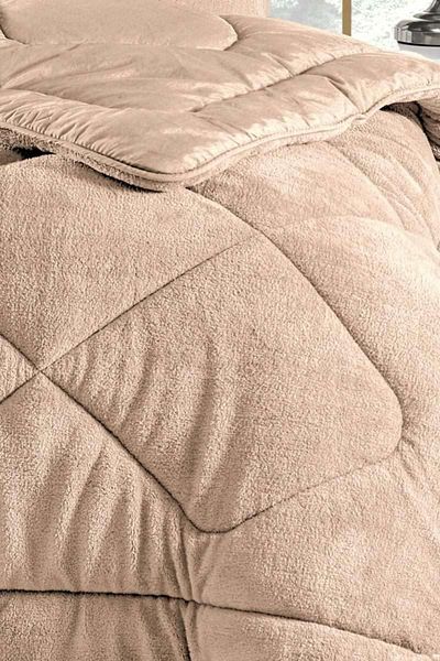 TeksNil Home Beige Welsoft Quilt - Double, Double-Sided, Zigzag-Drop-Baklava Pattern, 195X215