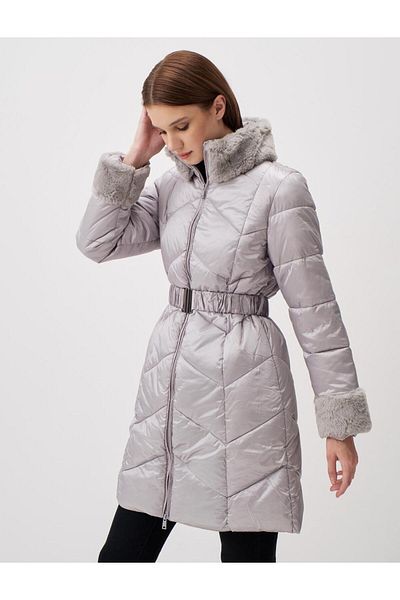 Jimmy Key Shiny Gray Slim Fit Puffer Jacket