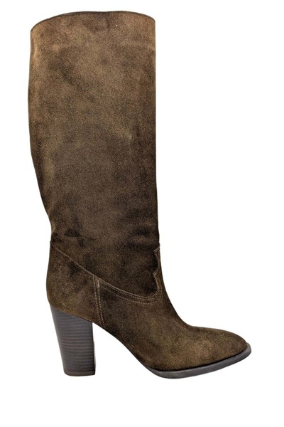 ÇİĞDEM KUNDURA Gloria Paris Krn-1976 Hakiki Süet Deri Kadın Topuklu Çizme