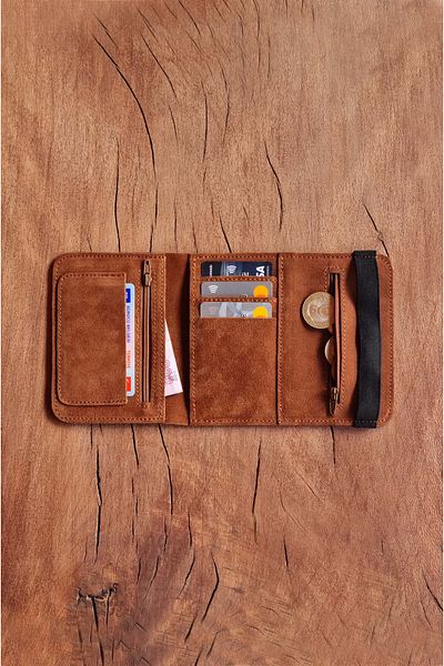 English Leather Портфейл от естествена велурена кожа