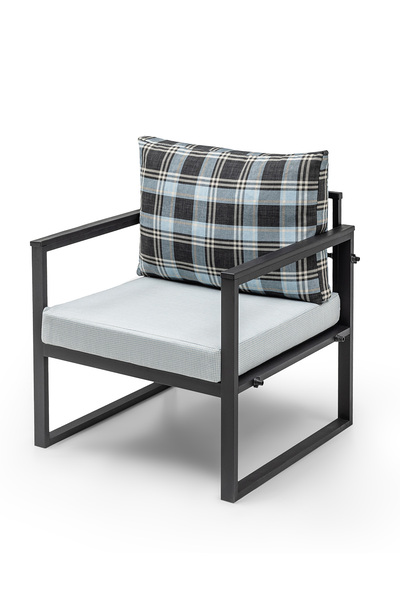 Gaga Mobilya Bahçe Mobilyası, Cafe, Balkon, Kanepe, Berjer (68cm) Ekoseli