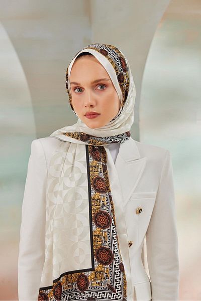 Cardion Luxury Devore Burning Shawl - White-Gold