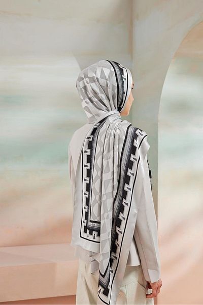 Cardion شال محروق فاخر - فضي