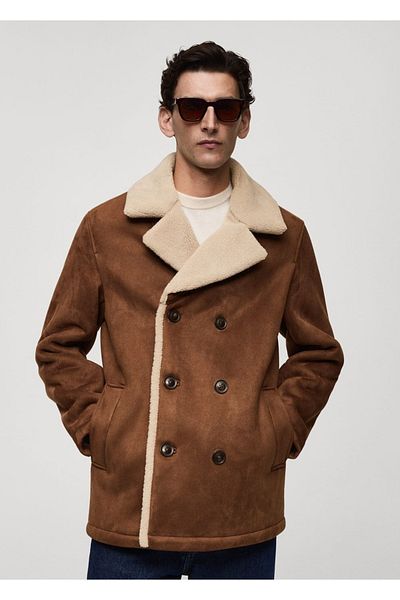 MANGO Man Jacke in Wildlederoptik mit Fell