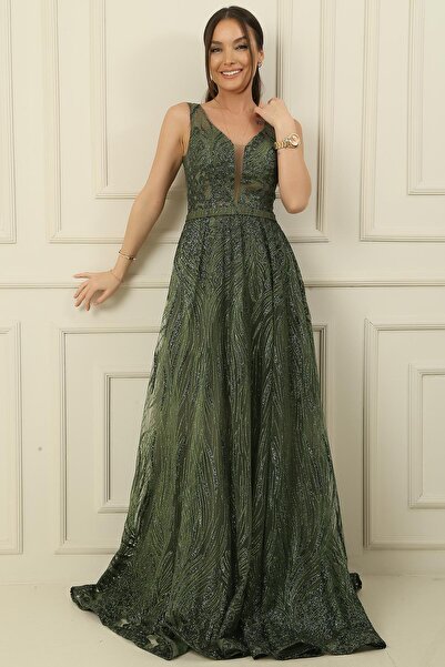 By Saygı Glitter Ghost Tulle Princess Evening Dress