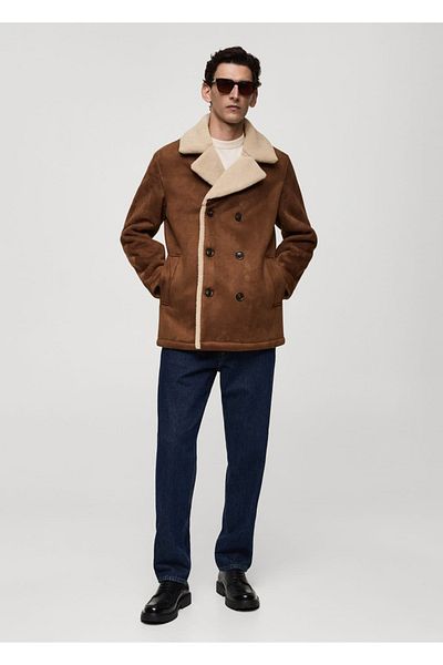 MANGO Man Jacke in Wildlederoptik mit Fell