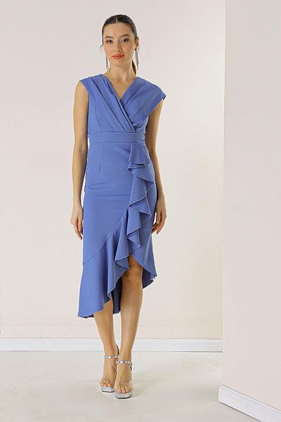 By Saygı Rochie din crep căptușită în față cu guler dublu