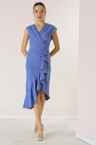 By Saygı Rochie din crep căptușită în față cu guler dublu