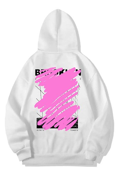 DEEPSENCE Ανδρικό φούτερ με λευκή κουκούλα - MAN Back Printed