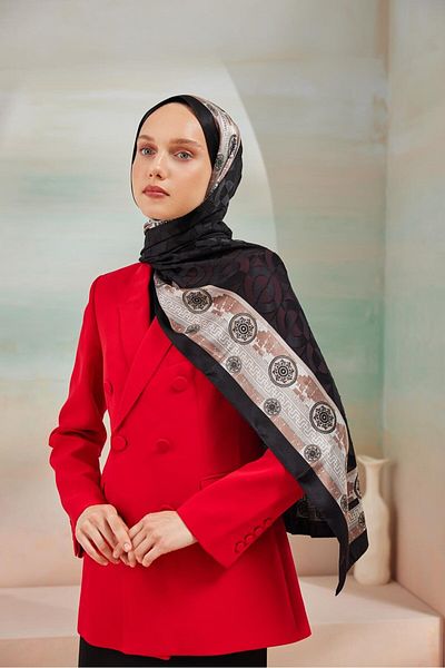 Cardion Black-Mink Luxury Devore Burning Shawl