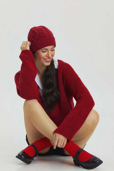 Clandestino Red Fold Hair Braid - Beanie