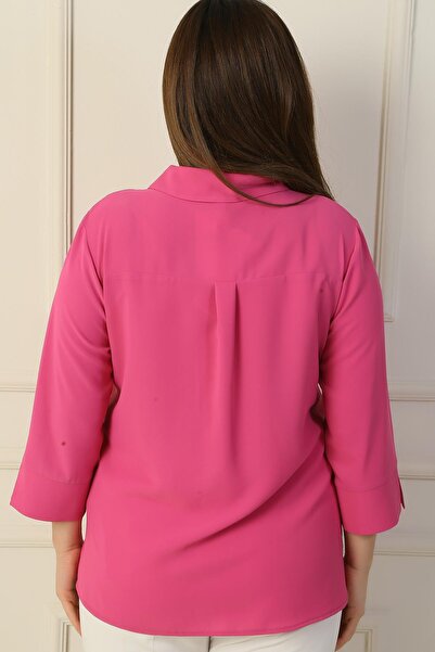 By Saygı Pocketed Polo Neck Quarter Sleeve Blouse - B.B.