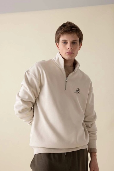 DeFacto C6132 Comfort Regular Fit Άνετο Φούτερ με στάμπα με όρθιο γιακά