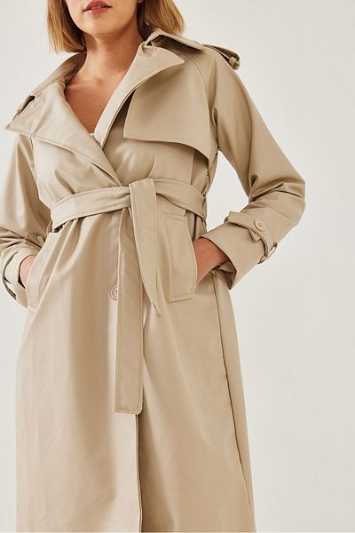 Bianco Lucci Damen-Trenchcoat aus Leder mit Aller-Detail vorne 2432 60351115
