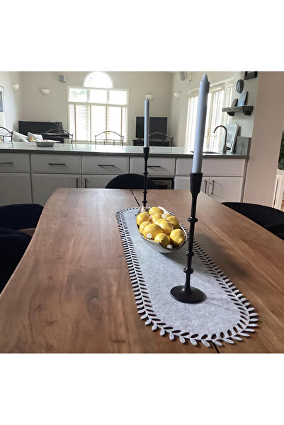 EVYA 40x110 cm Masa de Sufragerie Model Felt White Leaf - Serviciu American