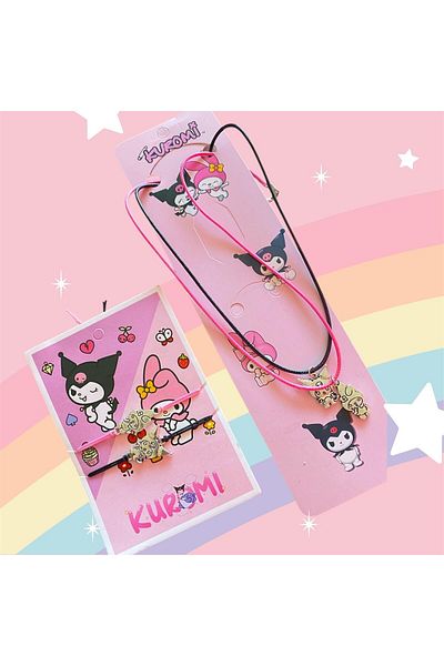 bijoux uniques Kuromi.Melody Friendship Necklace Bracelet 4 Piece Set