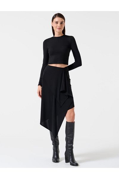 Jimmy Key Fekete Slim Fit normál derekú kötött szoknya