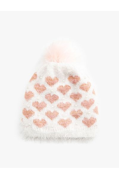 Koton Heart Plush Beanie