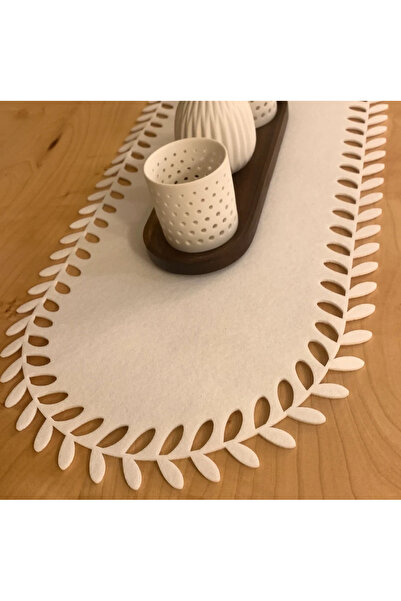 EVYA 40X110 cm Felt White Leaf Model Dining Table - American Service