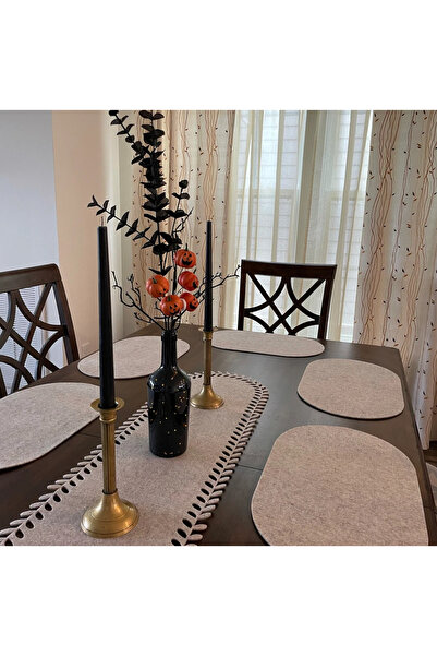 EVYA 40x110 cm Masa de Sufragerie Model Felt White Leaf - Serviciu American