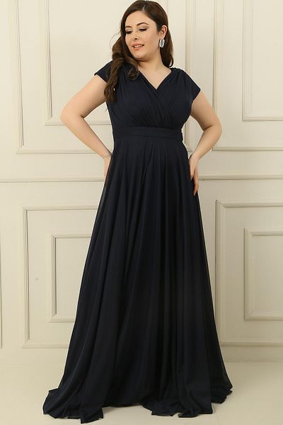 By Saygı Duplasoros gallérral bélelt köröm ujjú körömben kiszélesedő sifon tüll nagy méretű hosszú ruha