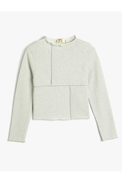 Koton Bluse mit Stehkragen, langen Ärmeln und Glitzerfaden-Detail