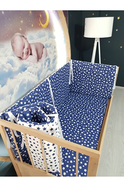 Baby Clime 70x130 Beşik Kenar Korumalık 4 Parça - Lacivert Yıldız Desen (ÇARŞ...